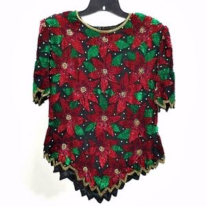 Laurence Kazar Short Sleeve Festive Blouse